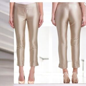 Vintage LAFAYETTE 148 Beige High Waisted Trousers Women’s Satin Silk Dress Pants